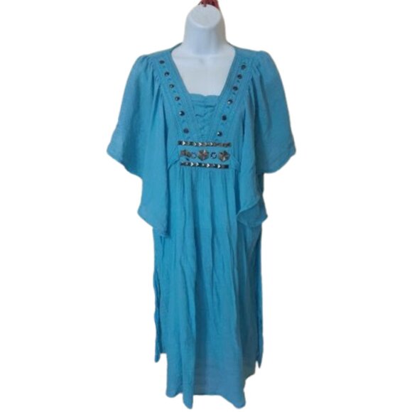 Turquoise Blue Dress Fits Large XL - Picture 1 of 5